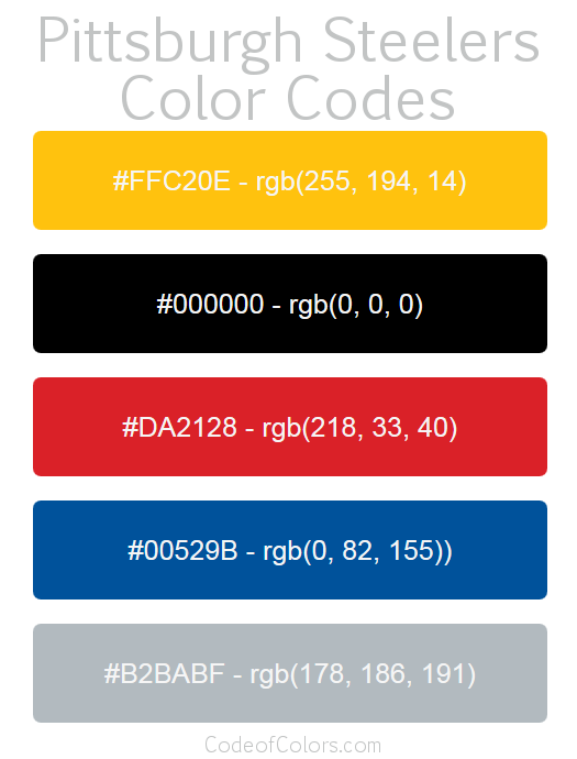 Pittsburgh Steelers Hex Codes: Exact Color Codes for Fan Designs