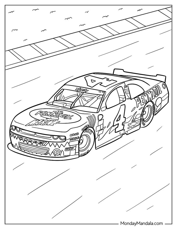 Download Printable NASCAR Coloring Pages - Race Car Fun!
