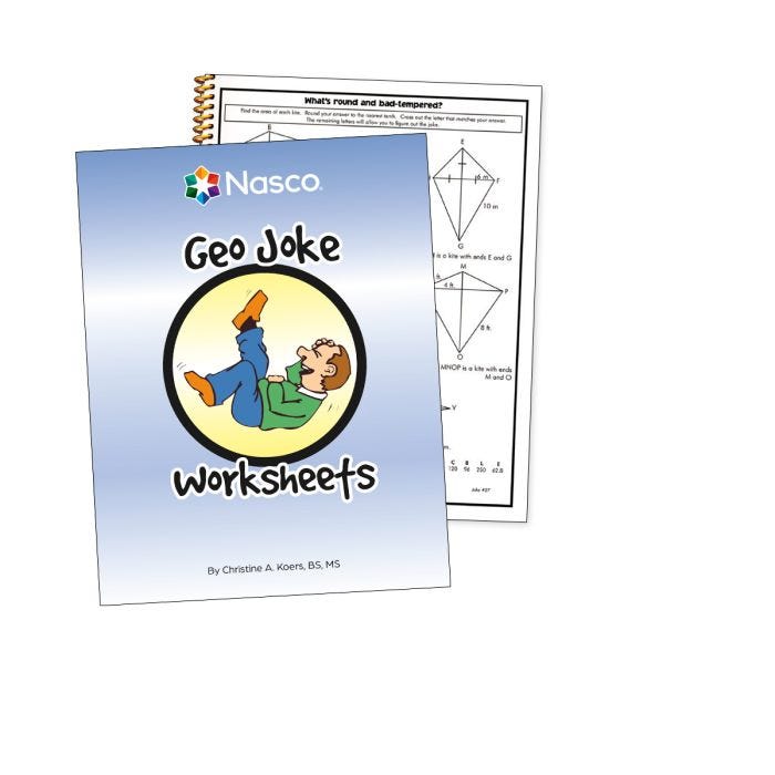 Geo Joke Worksheets 2002 Nasco: Fun Math Problems for Grades 8+