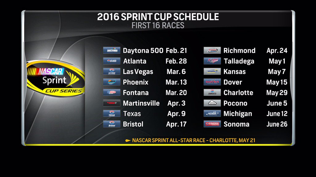2016 nascar season schedule