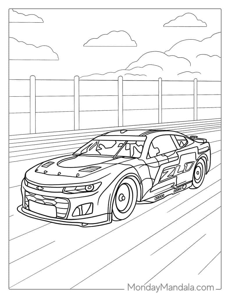 Download Printable NASCAR Coloring Pages - Race Car Fun!