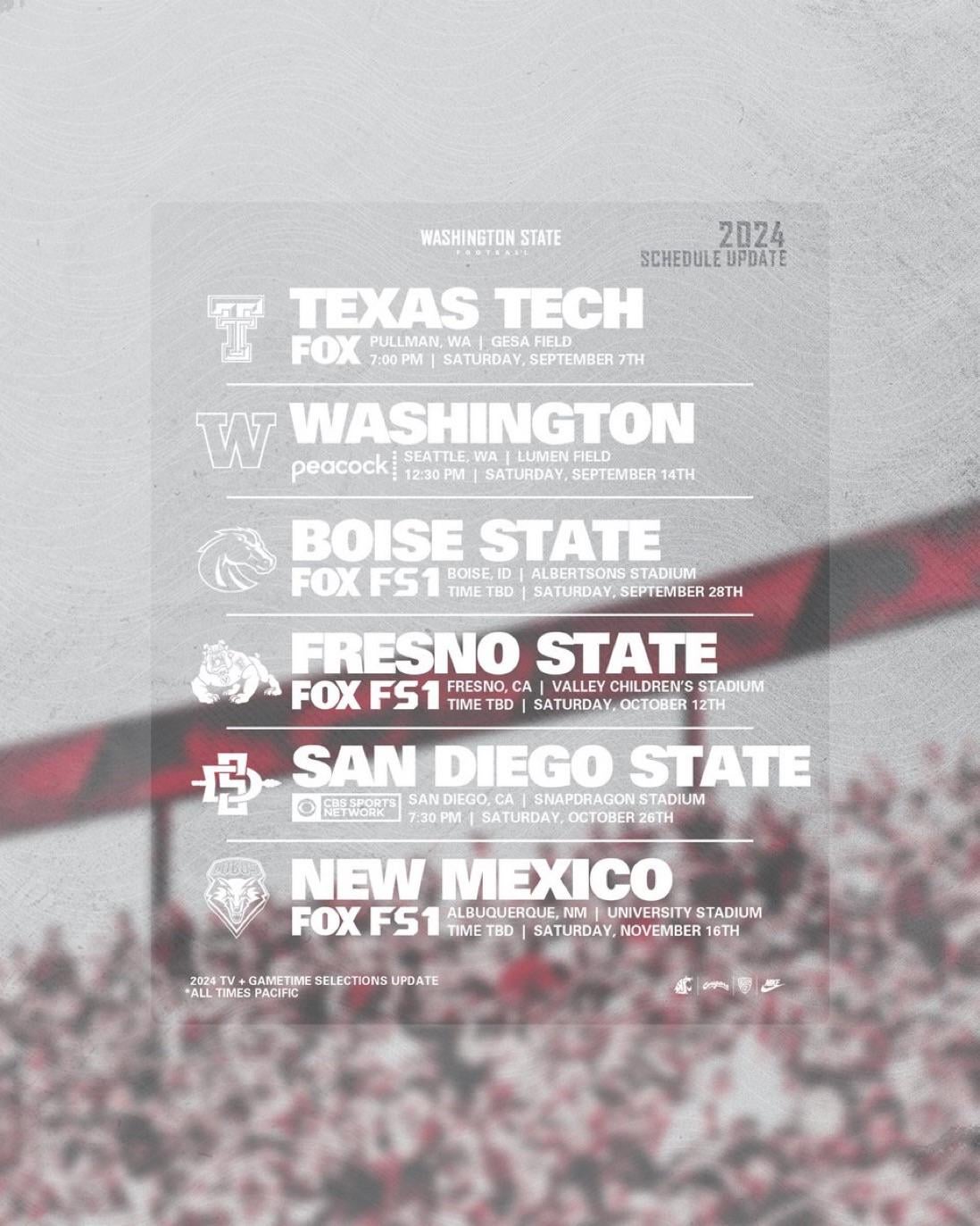 TV Listings: What channel is Washington State football on this week?